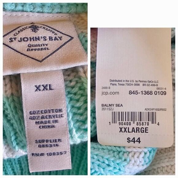 St johns Bay womens Sz XXL knit pullover sweater cotton blend in color Balmy Sea - Picture 8 of 8